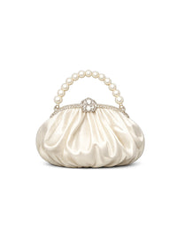 Pearl Handle Satin Clutch