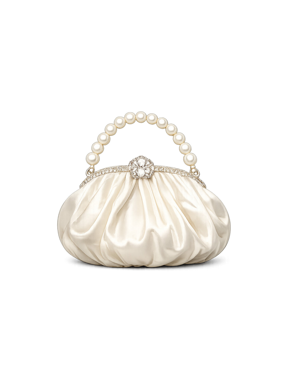 Pearl Handle Satin Clutch