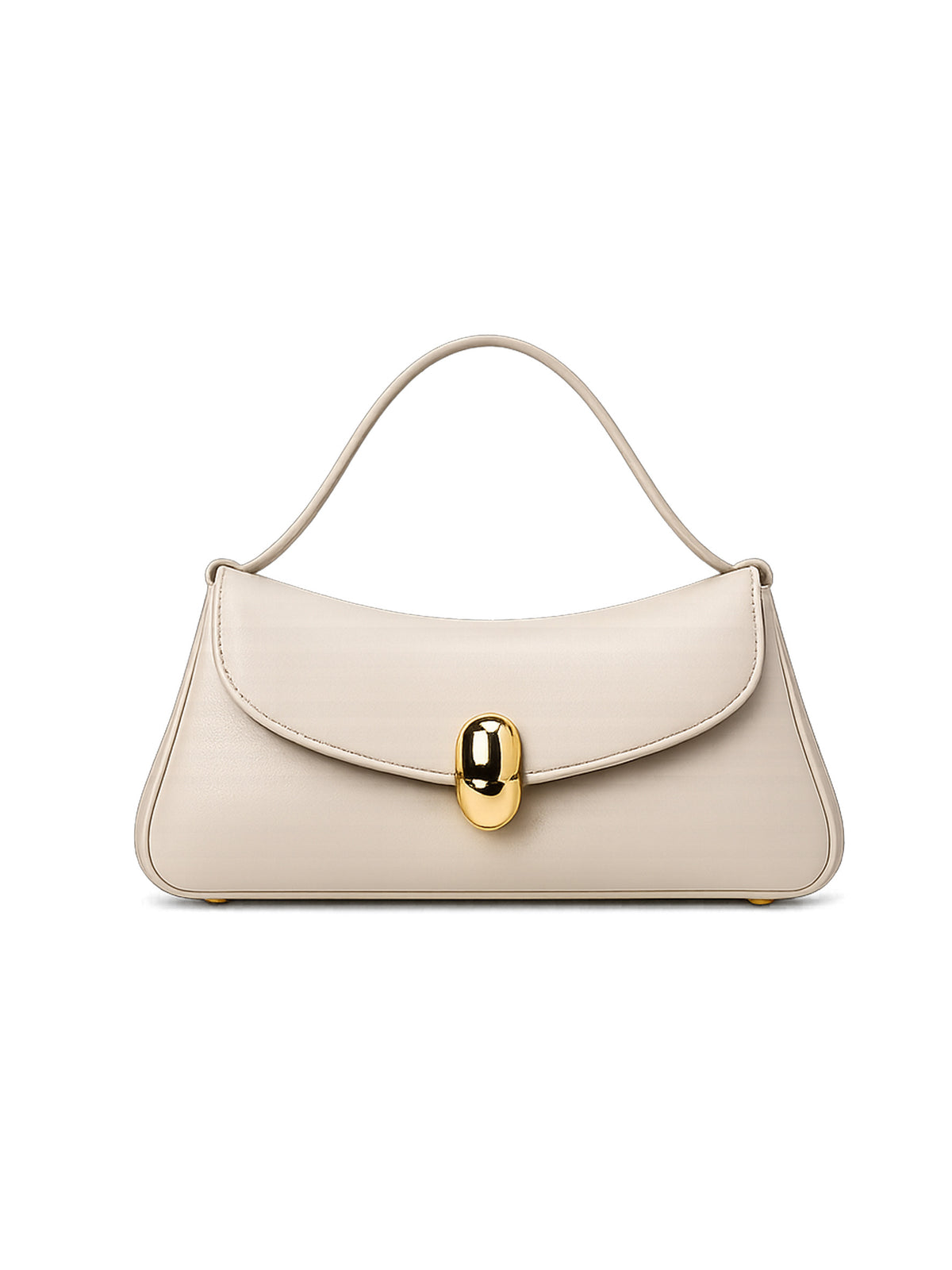 Beige Flap Top Handle Bag