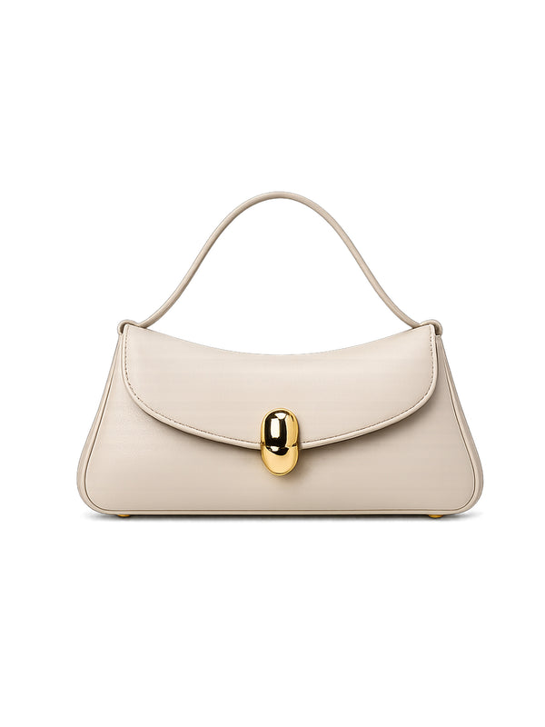 Beige Flap Top Handle Bag
